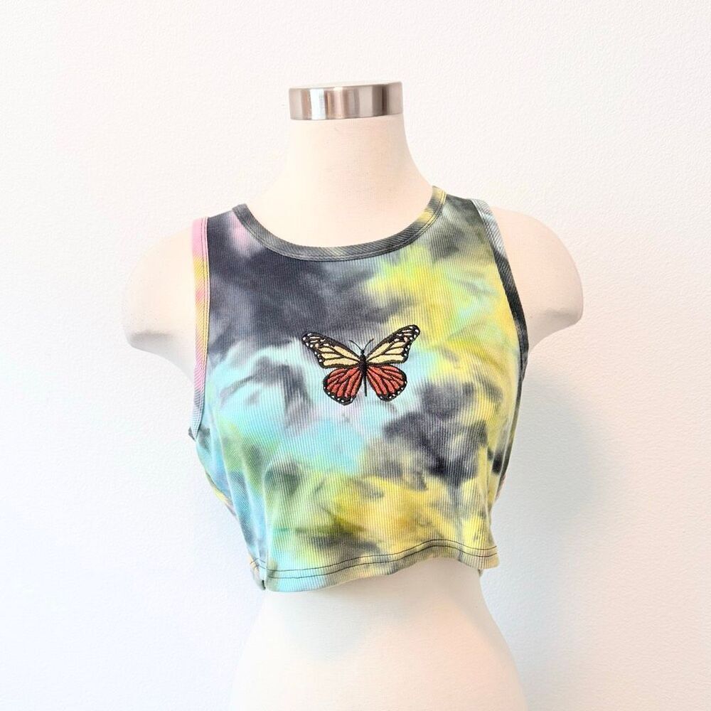 Justify Butterfly Tie Dye Crop Top Cropped Tank Ribbed Large